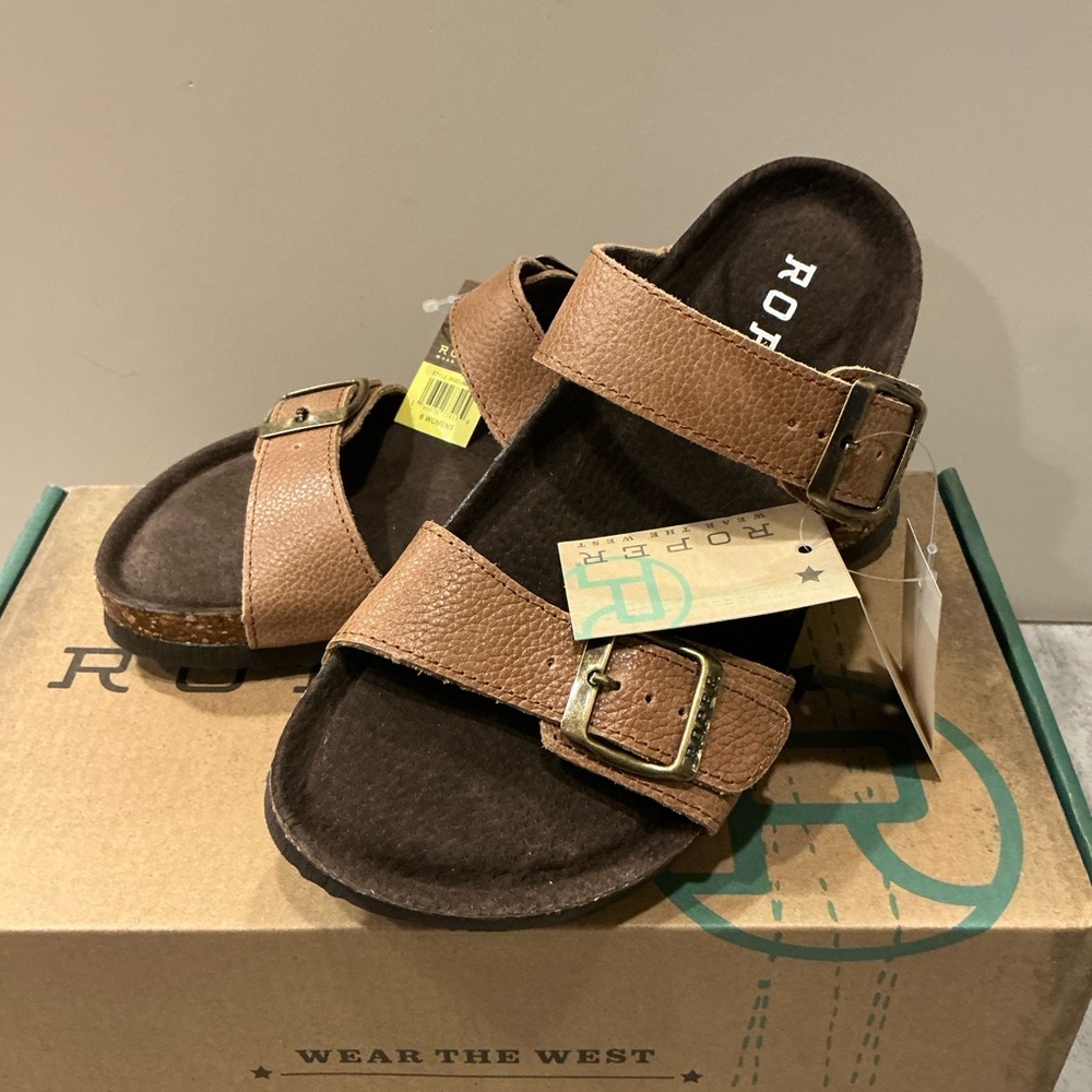Roper Brown Buckle Sandals Jezebel